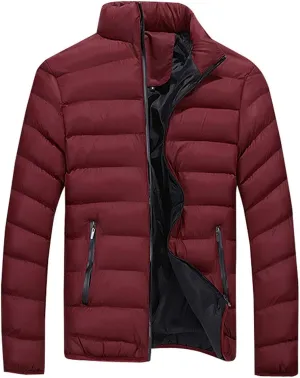 Winter Jackets for Men, Men's Puffer Jacket Lightweight Warm Packable Winter Coats Water-Resistant Solid Color Jacket