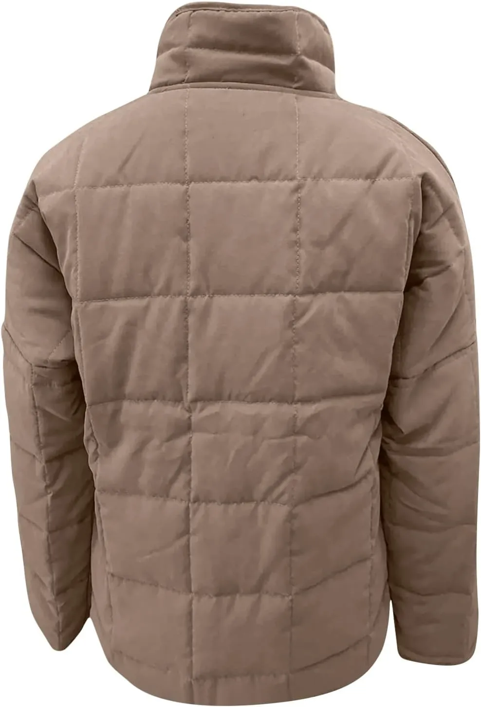 Winter Quilted Jackets For Women Lightweight Button Down Padded Puffer Jackets Stand Collar Long Sleeve Down Coats