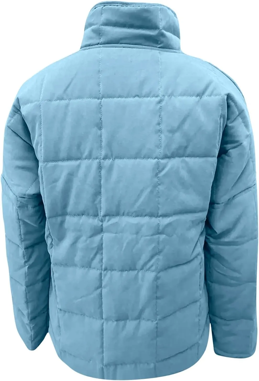Winter Quilted Jackets For Women Lightweight Button Down Padded Puffer Jackets Stand Collar Long Sleeve Down Coats