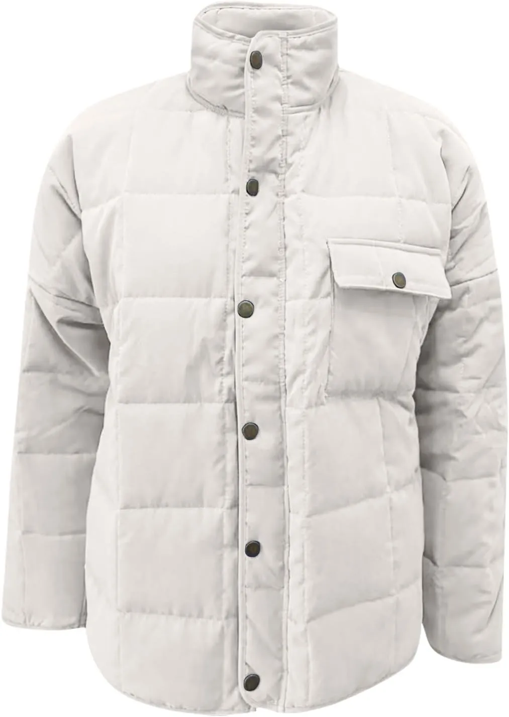 Winter Quilted Jackets For Women Lightweight Button Down Padded Puffer Jackets Stand Collar Long Sleeve Down Coats