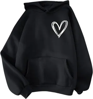 Women Fashion Letter Print Hoodie Long Sleeve Hooded Sweatshirt Top Pullover Slogan Graphic Drop Long Hoodie Teen Girls Baggy