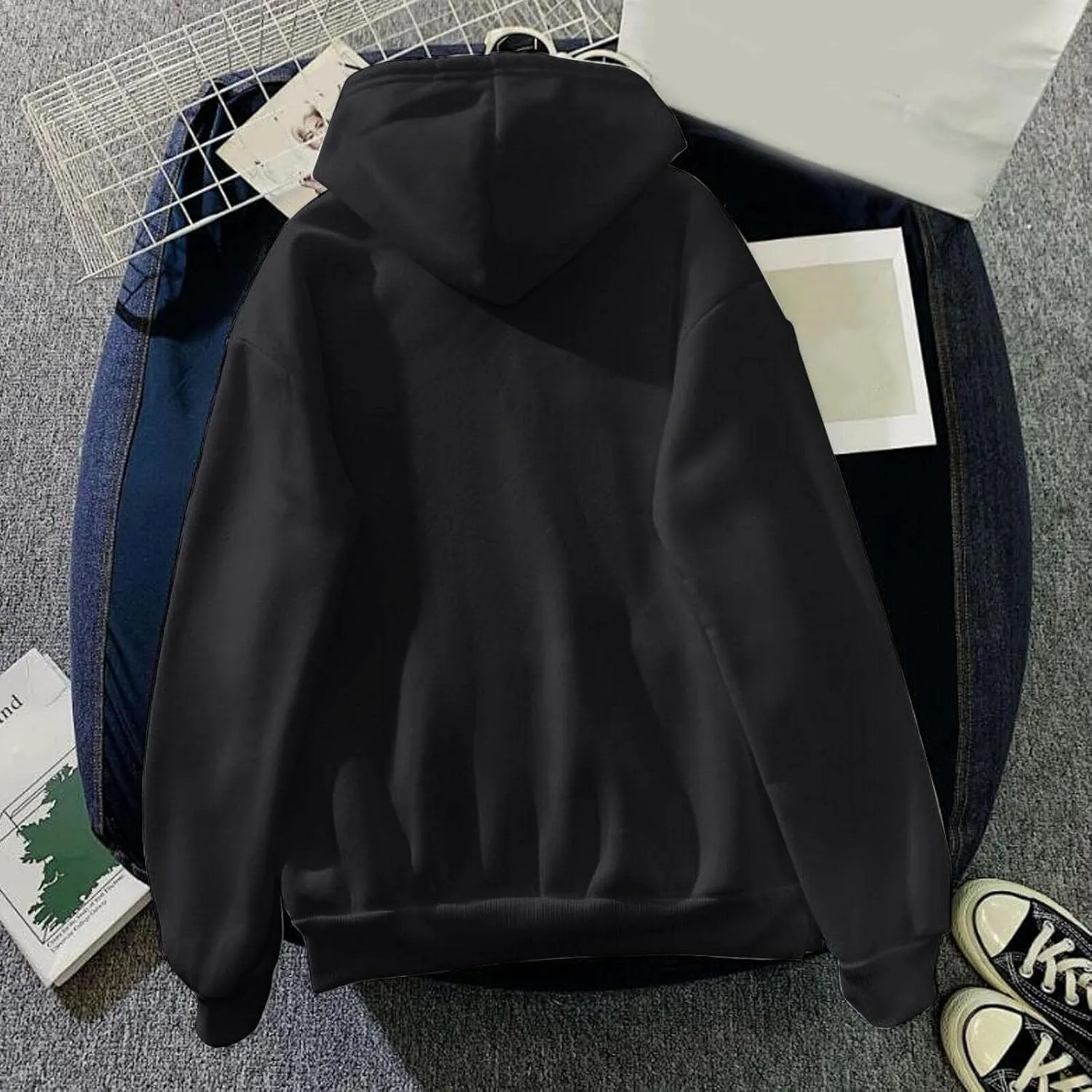 Women Fashion Letter Print Hoodie Long Sleeve Hooded Sweatshirt Top Pullover Slogan Graphic Drop Long Hoodie Teen Girls Baggy