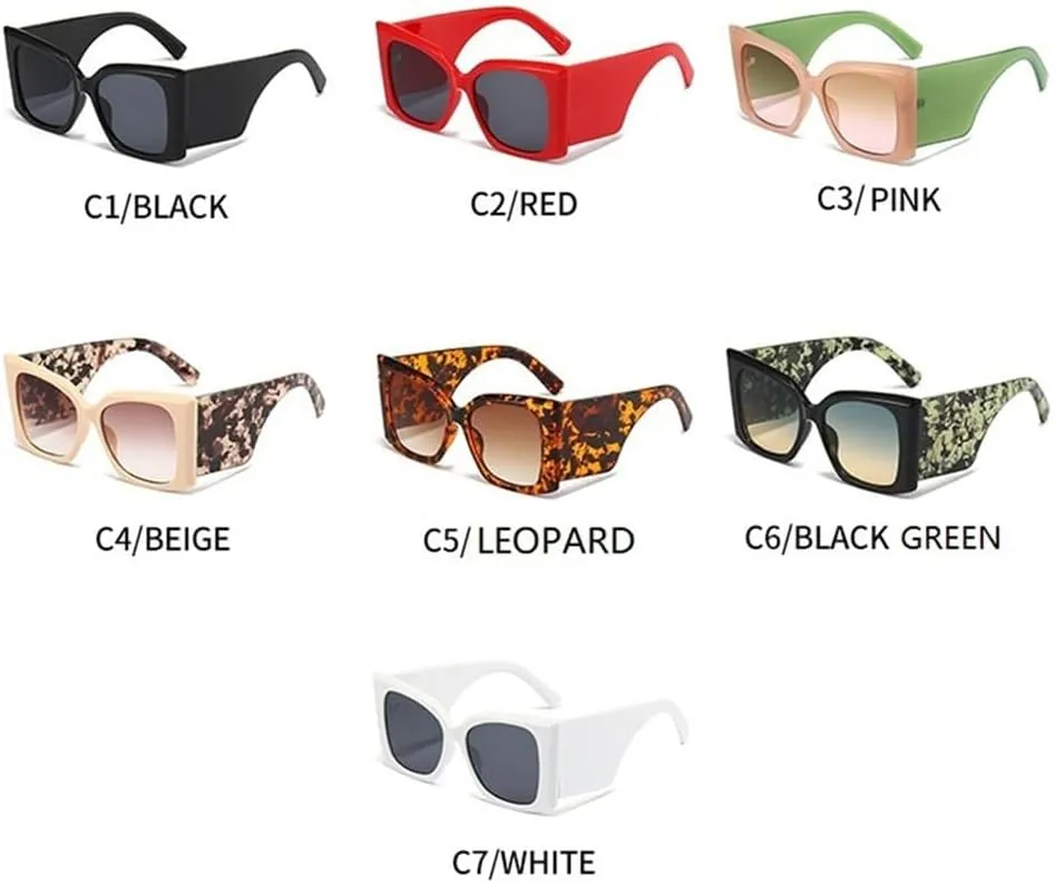 Women Oversize Square Sunglasses Men Wide Glasses Legs Travel Male Shades Female Retro UV400