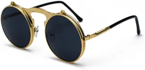 Women Retro Steam Punk Style Round Metal Frame Colorful Mirror Lens Sun Glasses Eyewear Vintage Men Sunglasses