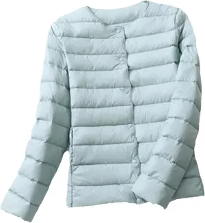 Women Reversible Puffer Winter Jackets Collarless Duck Down Coat Female Portable Parkas