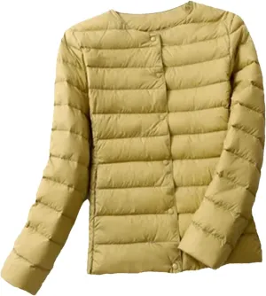 Women Reversible Puffer Winter Jackets Collarless Duck Down Coat Female Portable Parkas