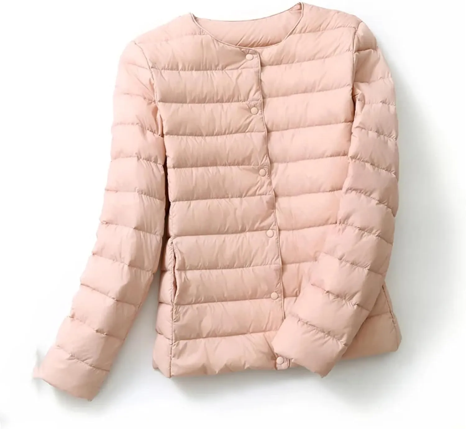Women Reversible Puffer Winter Jackets Collarless Duck Down Coat Female Portable Parkas