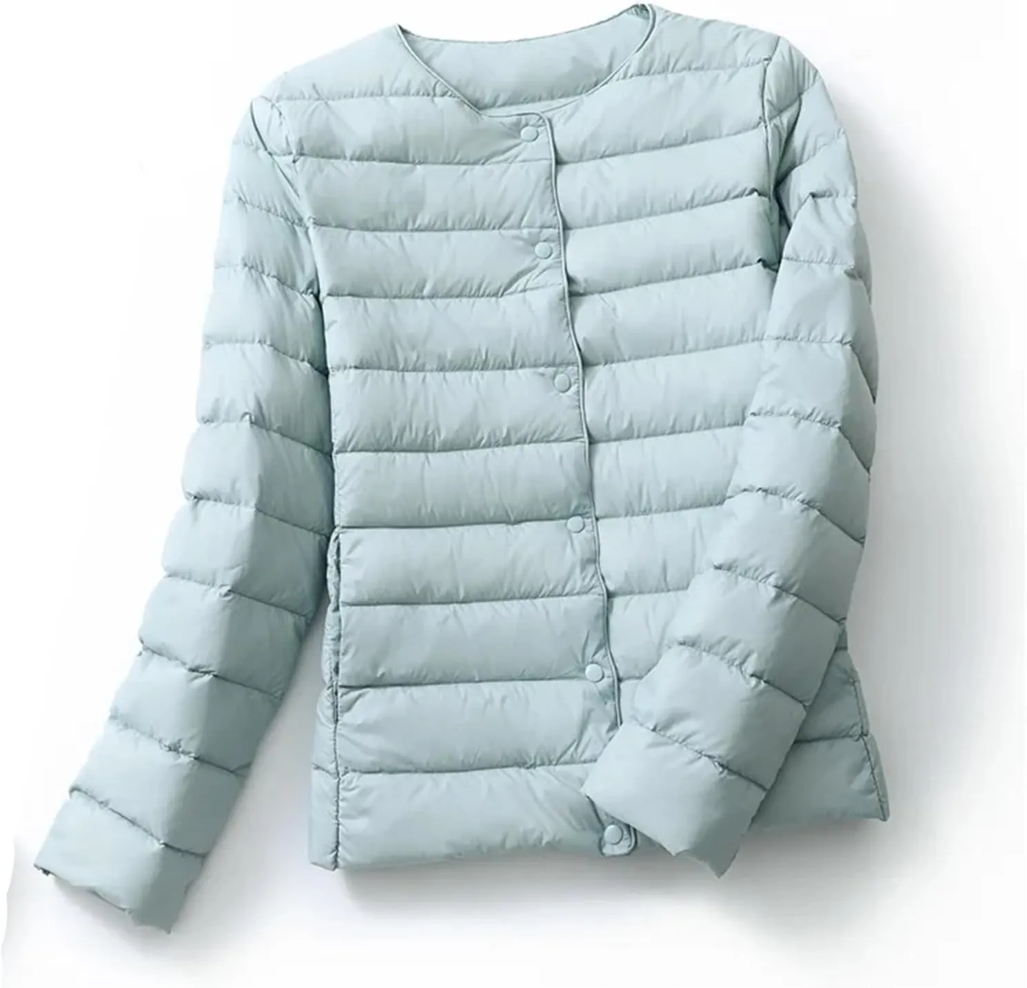 Women Reversible Puffer Winter Jackets Collarless Duck Down Coat Female Portable Parkas