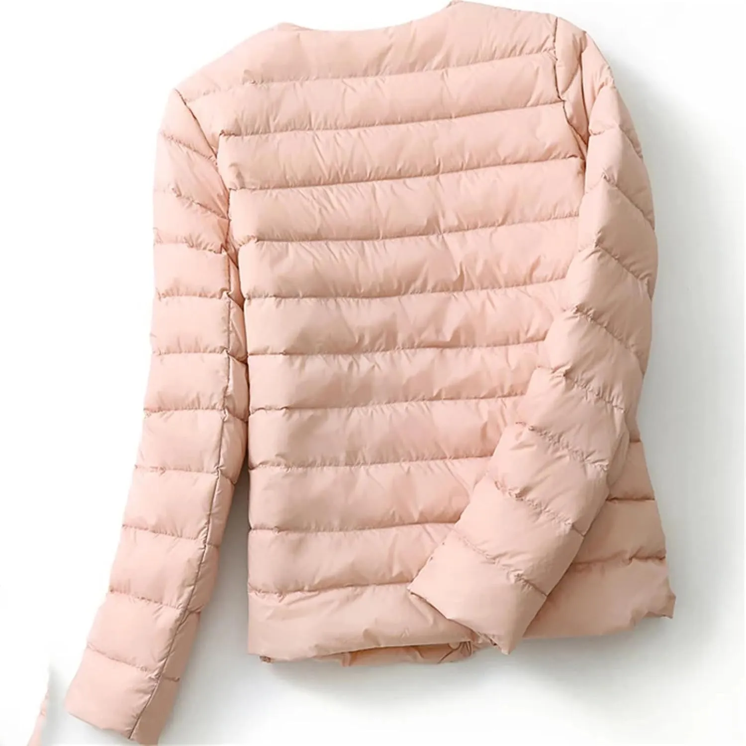 Women Reversible Puffer Winter Jackets Collarless Duck Down Coat Female Portable Parkas