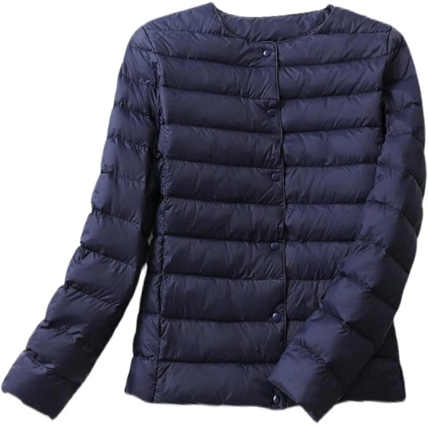 Women Reversible Puffer Winter Jackets Collarless Duck Down Coat Female Portable Parkas