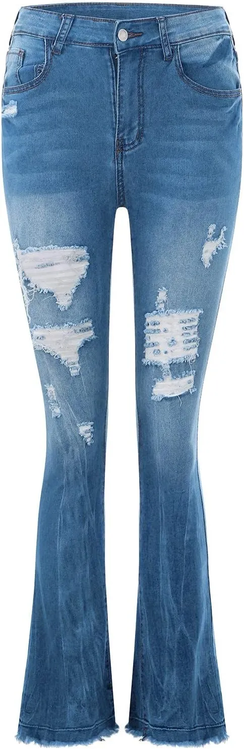 Women Stacked Pants Ripped Jeans Boyfriend Jeans Distressed Jeans Baggy Cargo Pants Jeans Straight Leg Pants