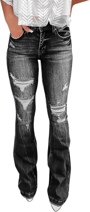 Women Stacked Pants Ripped Jeans Boyfriend Jeans Distressed Jeans Baggy Cargo Pants Jeans Straight Leg Pants
