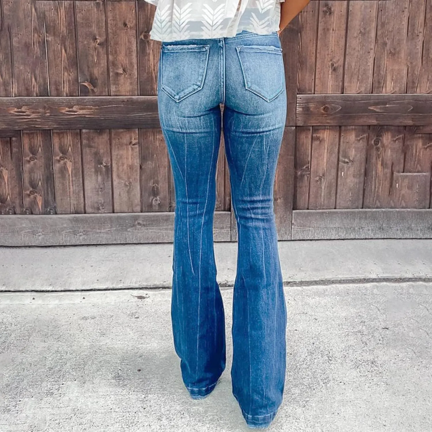 Women Stacked Pants Ripped Jeans Boyfriend Jeans Distressed Jeans Baggy Cargo Pants Jeans Straight Leg Pants