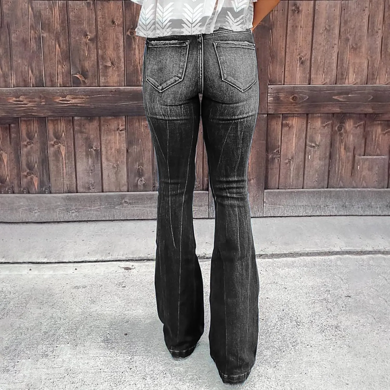 Women Stacked Pants Ripped Jeans Boyfriend Jeans Distressed Jeans Baggy Cargo Pants Jeans Straight Leg Pants
