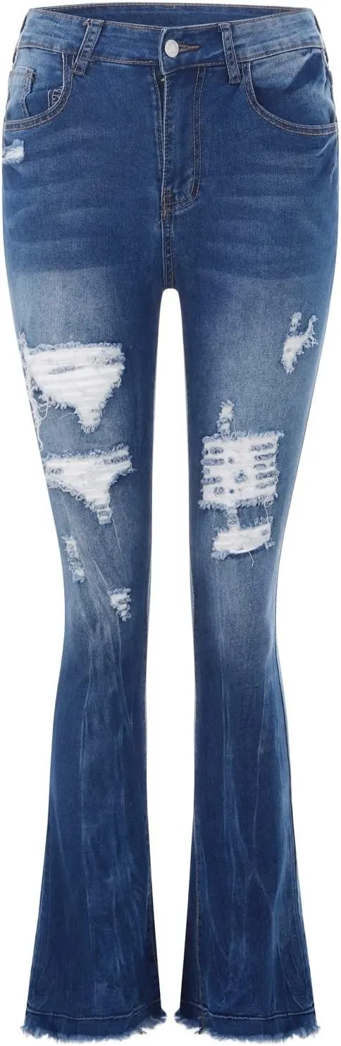 Women Stacked Pants Ripped Jeans Boyfriend Jeans Distressed Jeans Baggy Cargo Pants Jeans Straight Leg Pants