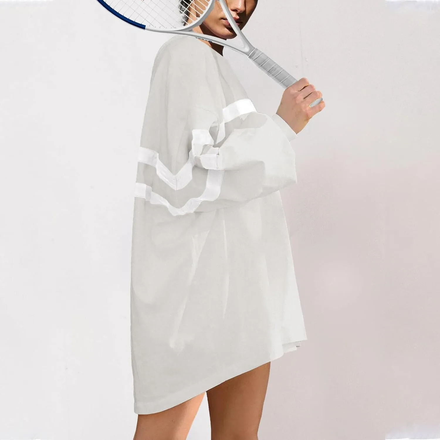 Womens Casual Crewneck Sweatshirt Long Sleeve Tops Stripes Cute Pullover Loose Fit Oversized Outfits
