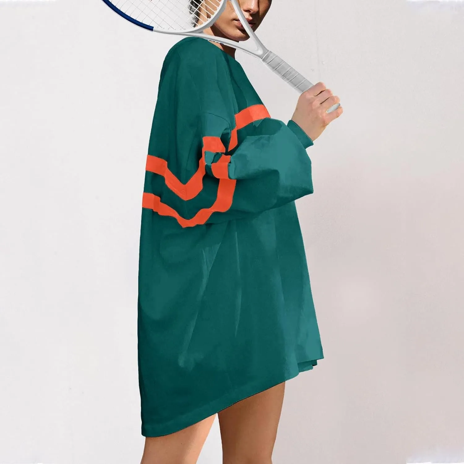Womens Casual Crewneck Sweatshirt Long Sleeve Tops Stripes Cute Pullover Loose Fit Oversized Outfits