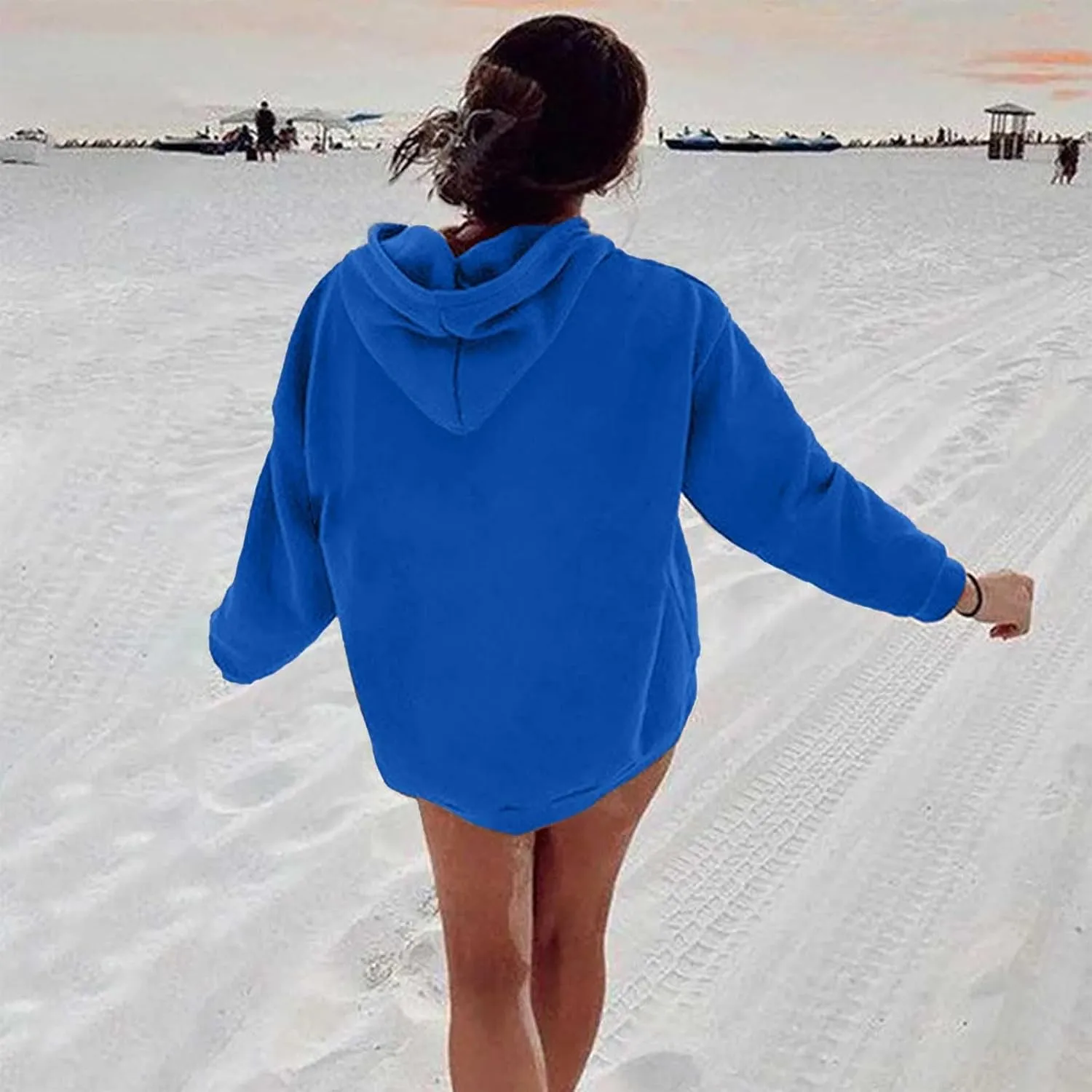 Women's Casual Hooded Sweatshirt Soft Brushed Fleece Pullover Hoodie 2024 Fall Loose Pullover Women Preppy Top