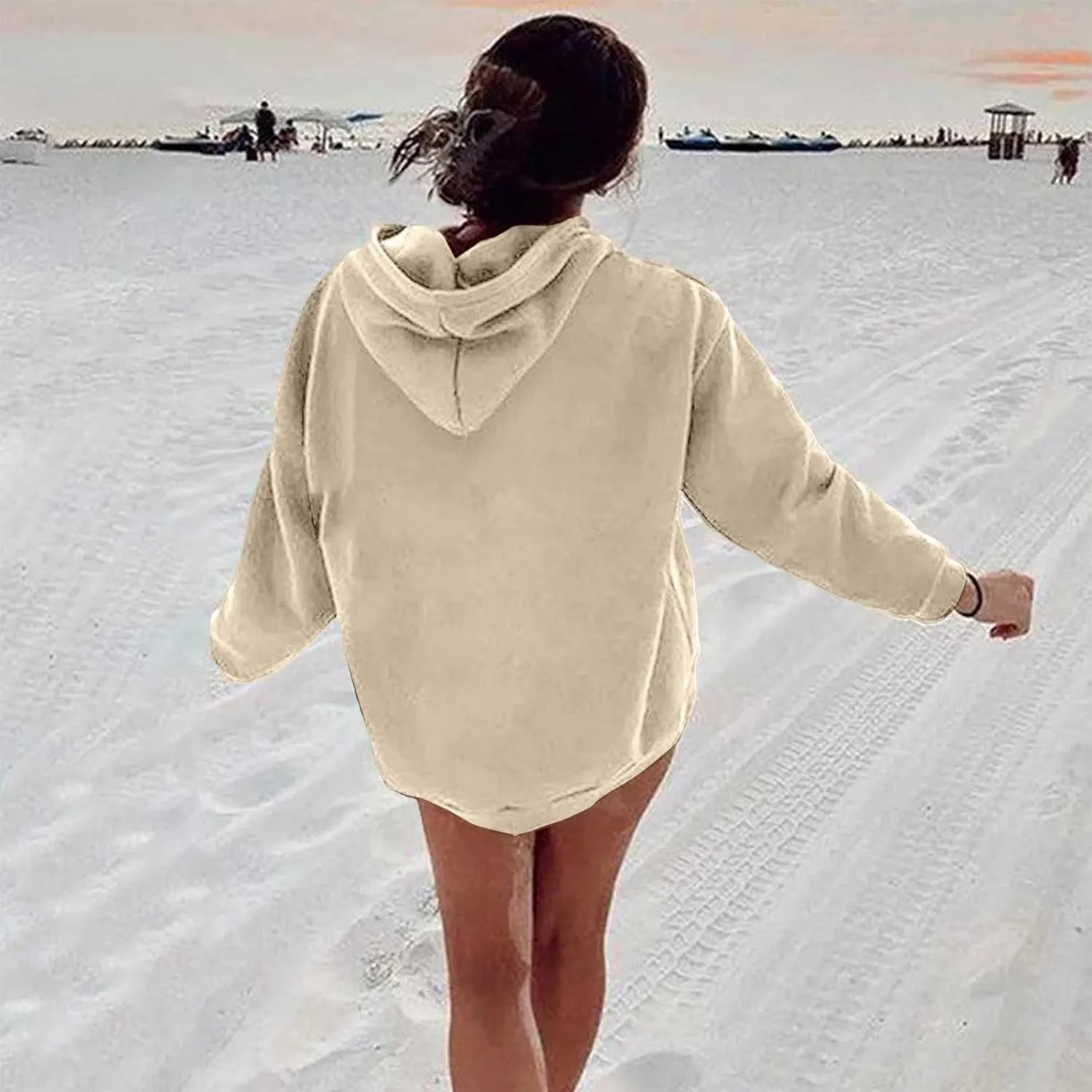 Women's Casual Hooded Sweatshirt Soft Brushed Fleece Pullover Hoodie 2024 Fall Loose Pullover Women Preppy Top