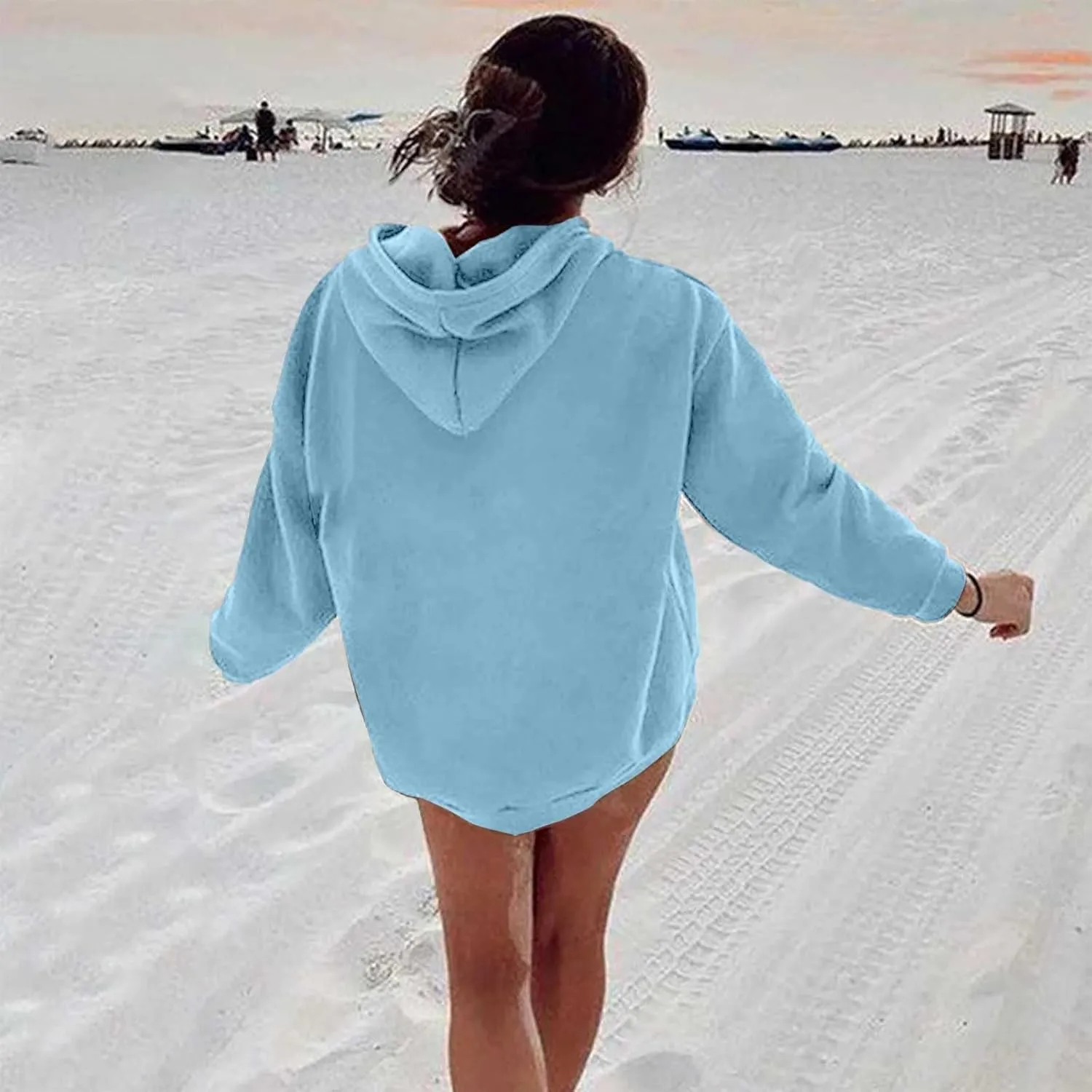 Women's Casual Hooded Sweatshirt Soft Brushed Fleece Pullover Hoodie 2024 Fall Loose Pullover Women Preppy Top