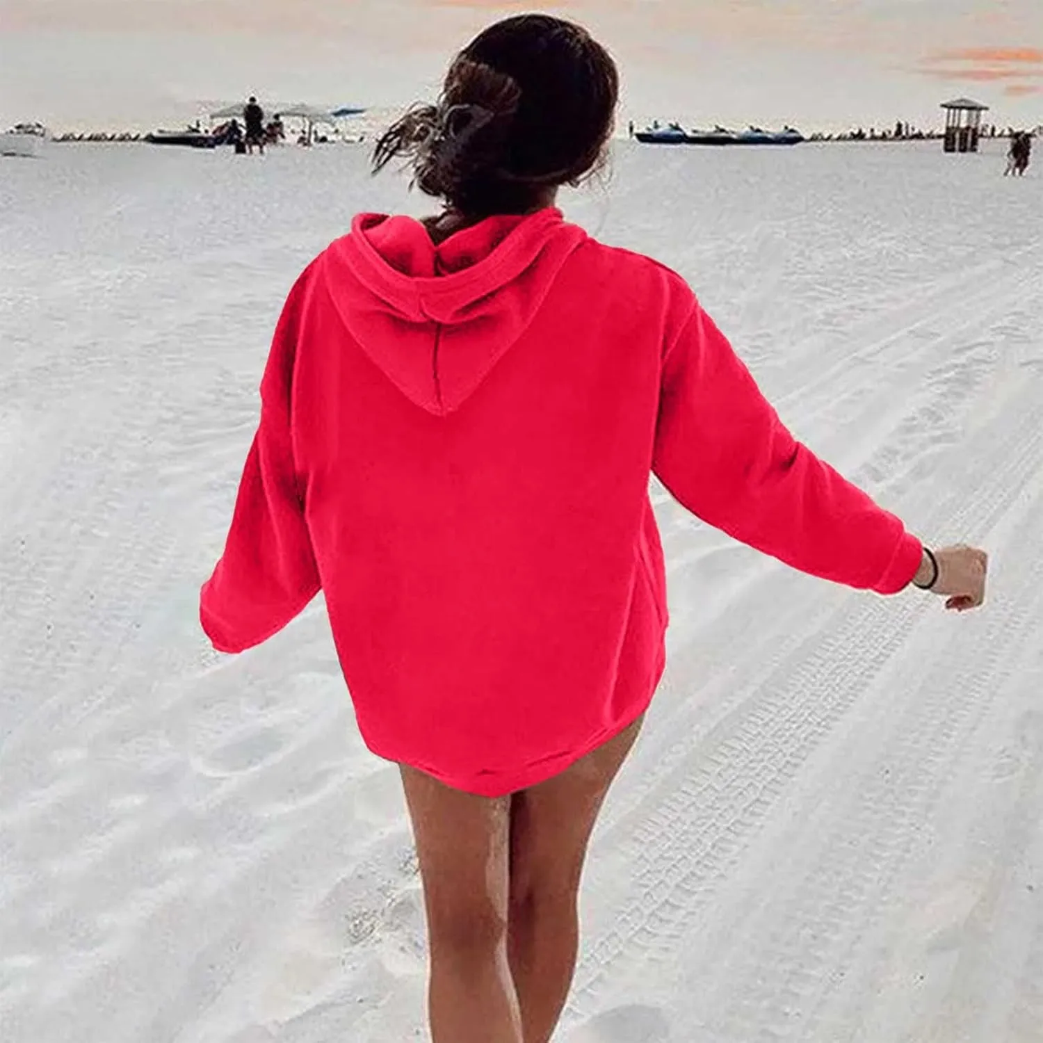 Women's Casual Hooded Sweatshirt Soft Brushed Fleece Pullover Hoodie 2024 Fall Loose Pullover Women Preppy Top