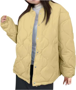 Women's Casual Puffer Jackets Button Down Winter Warm Down Coats Travel Quilted Outerwear Outdoor Trendy Jackets