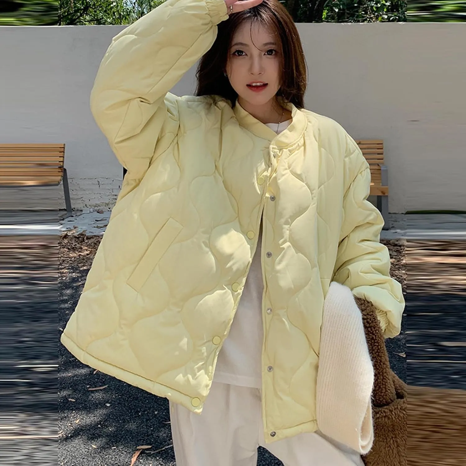 Women's Casual Puffer Jackets Button Down Winter Warm Down Coats Travel Quilted Outerwear Outdoor Trendy Jackets