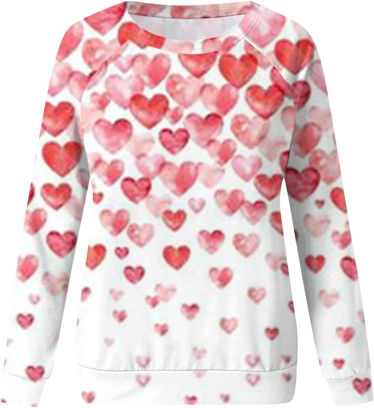 Womens Crewneck Oversized Valentines Day Shirts Women Plaid Love Heart Sweatshirts Raglan Blouse Tops Plus Size