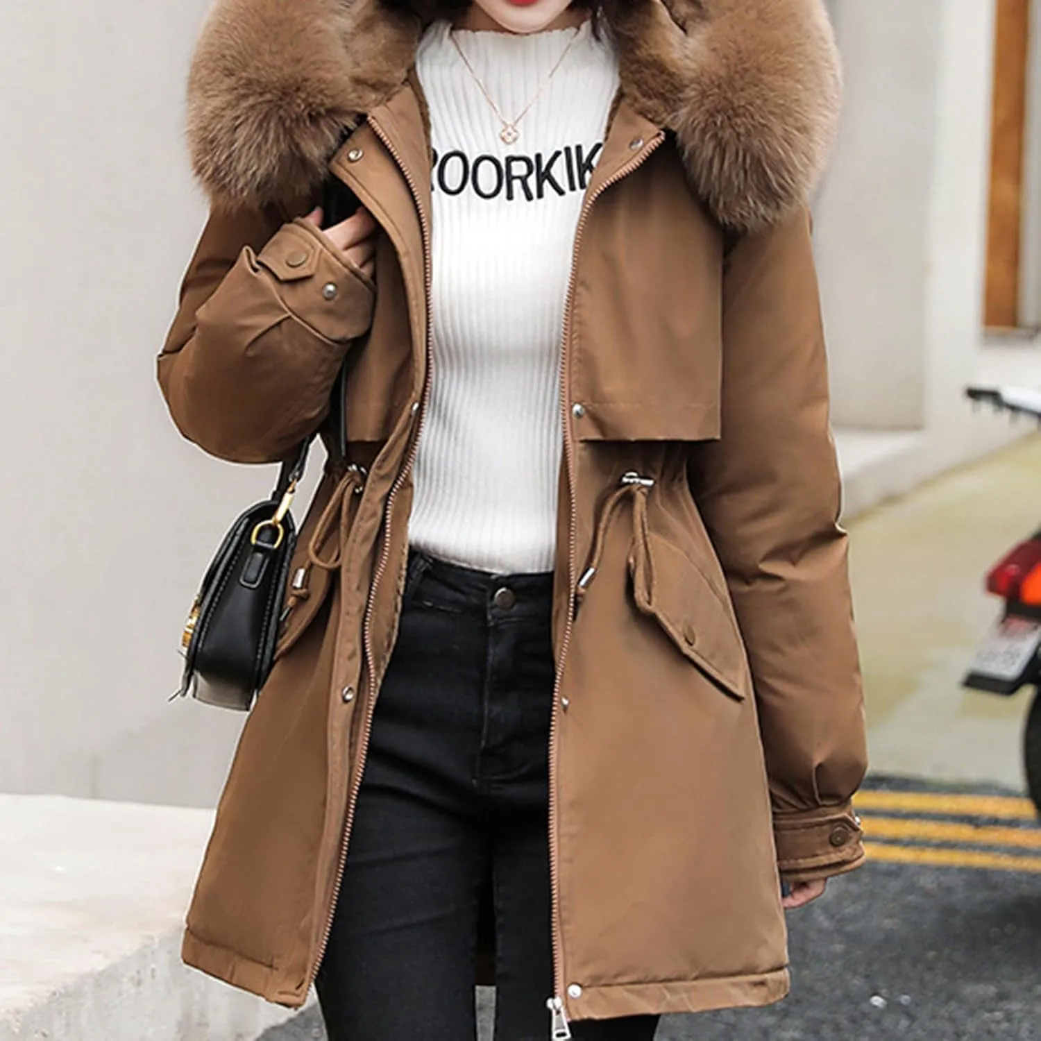 Womens Down Jacket Plus Size Women's Hooded Down Parka Thickened Warm Winter Long Down Jacket Puffer Coat 2024