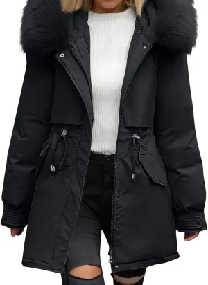 Womens Down Jacket Plus Size Women's Hooded Down Parka Thickened Warm Winter Long Down Jacket Puffer Coat 2024
