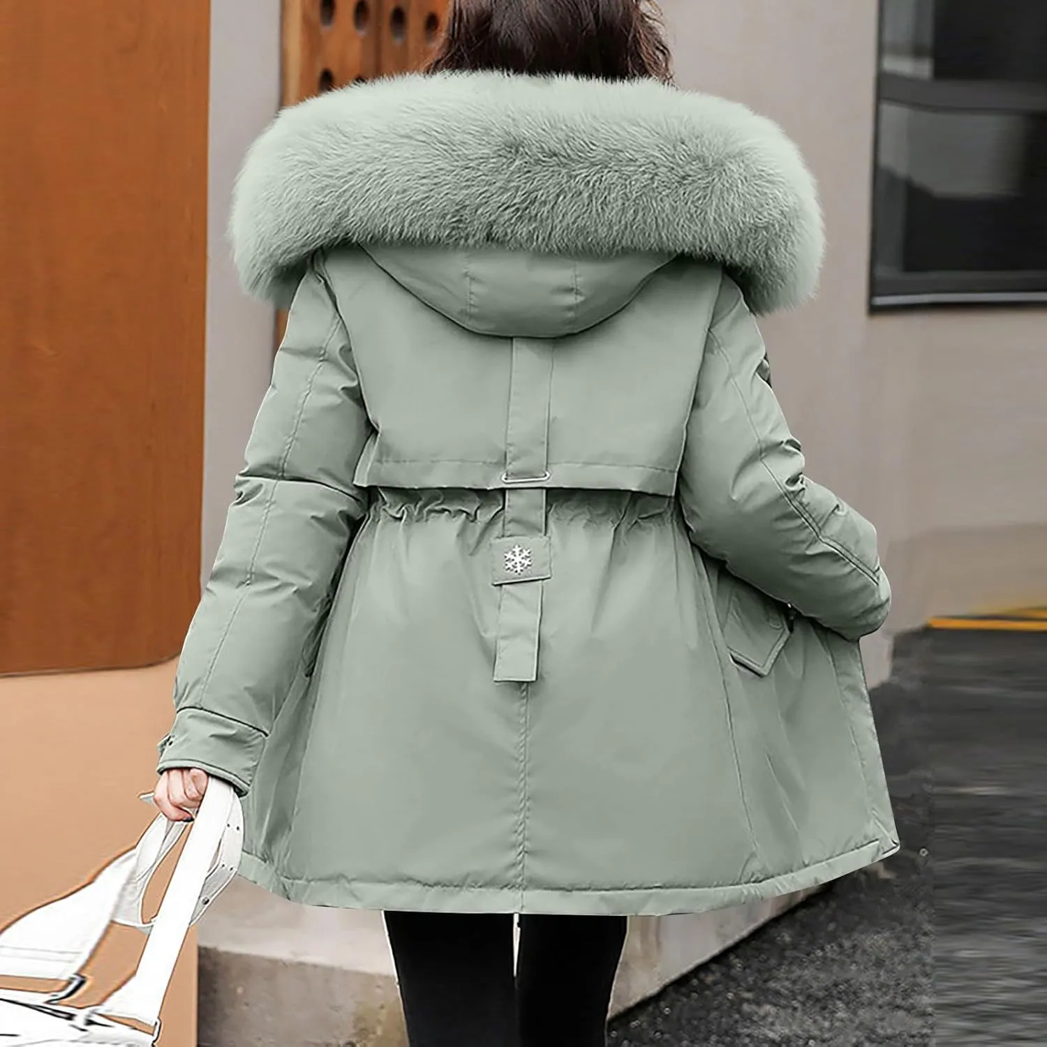 Womens Down Jacket Plus Size Women's Hooded Down Parka Thickened Warm Winter Long Down Jacket Puffer Coat 2024