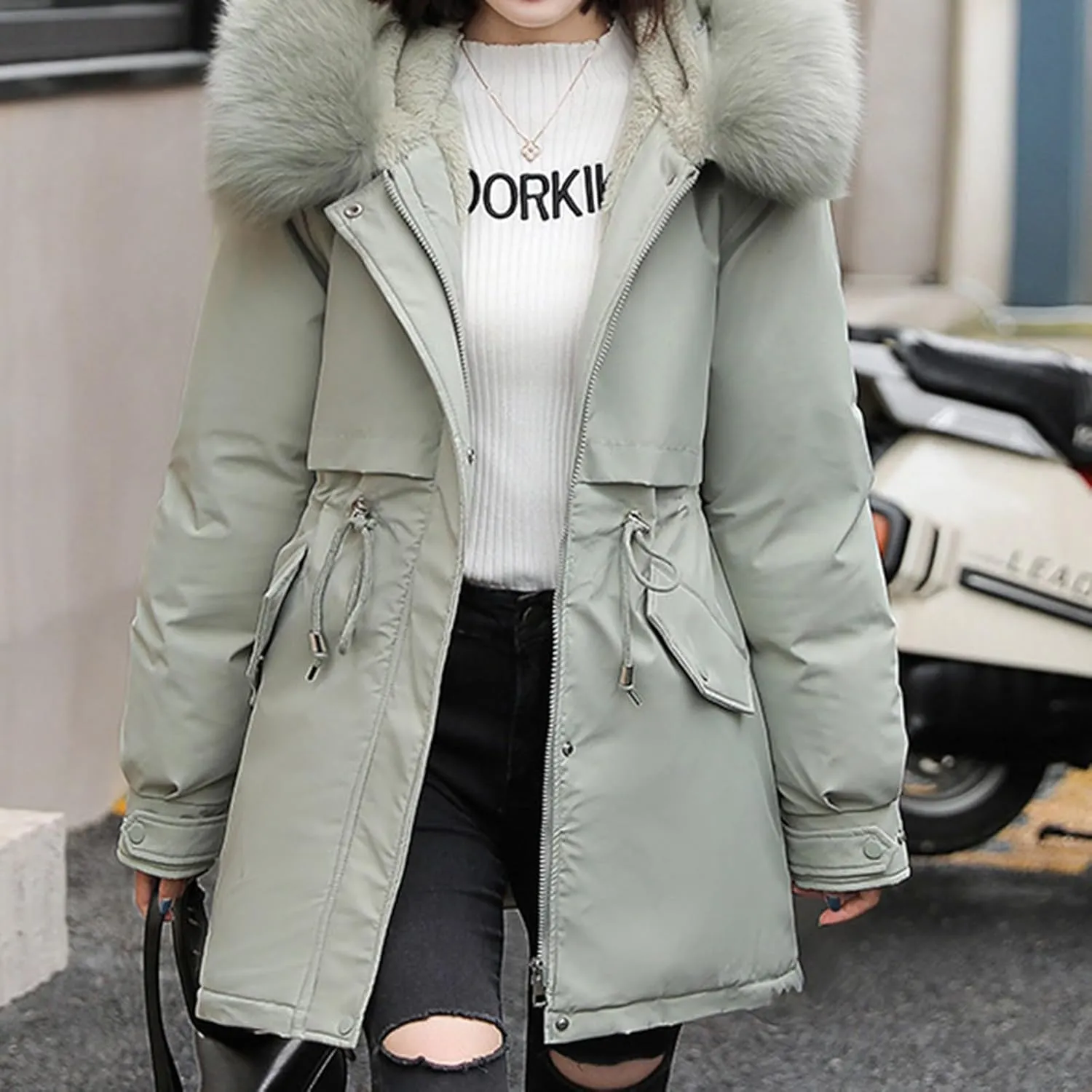Womens Down Jacket Plus Size Women's Hooded Down Parka Thickened Warm Winter Long Down Jacket Puffer Coat 2024
