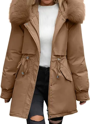 Womens Down Jacket Plus Size Women's Hooded Down Parka Thickened Warm Winter Long Down Jacket Puffer Coat 2024