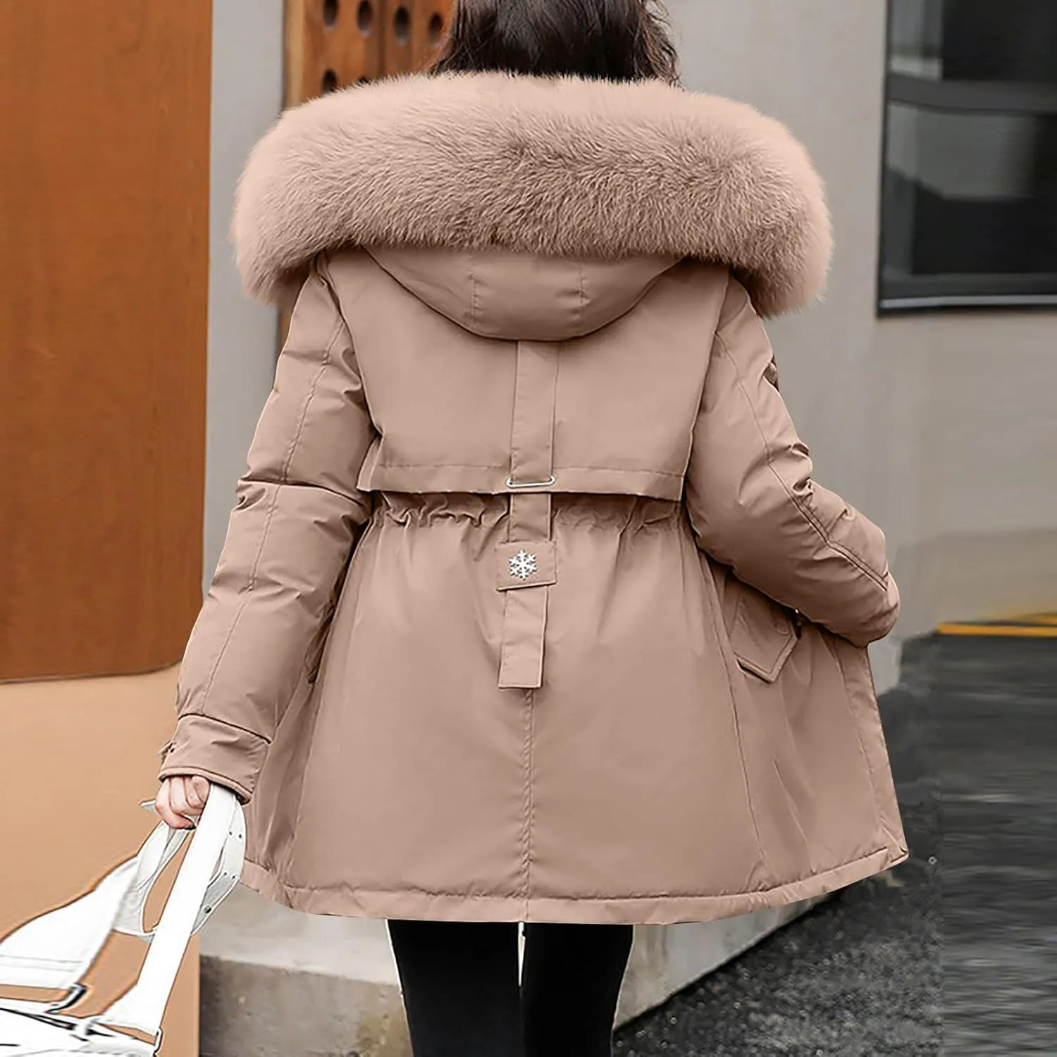 Womens Down Jacket Plus Size Women's Hooded Down Parka Thickened Warm Winter Long Down Jacket Puffer Coat 2024