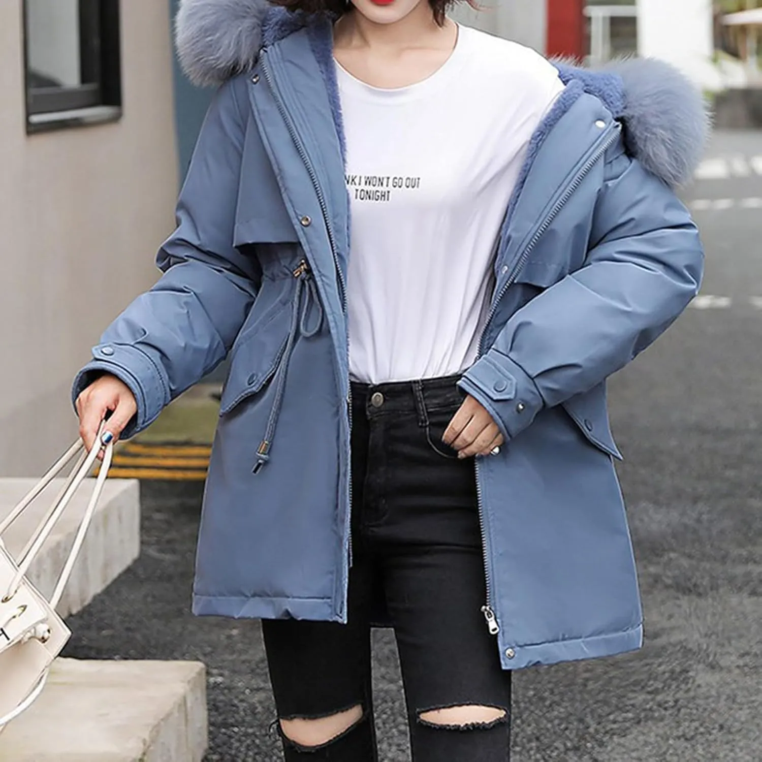 Womens Down Jacket Plus Size Women's Hooded Down Parka Thickened Warm Winter Long Down Jacket Puffer Coat 2024