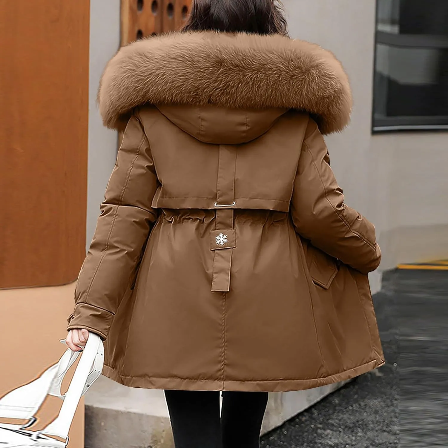 Womens Down Jacket Plus Size Women's Hooded Down Parka Thickened Warm Winter Long Down Jacket Puffer Coat 2024
