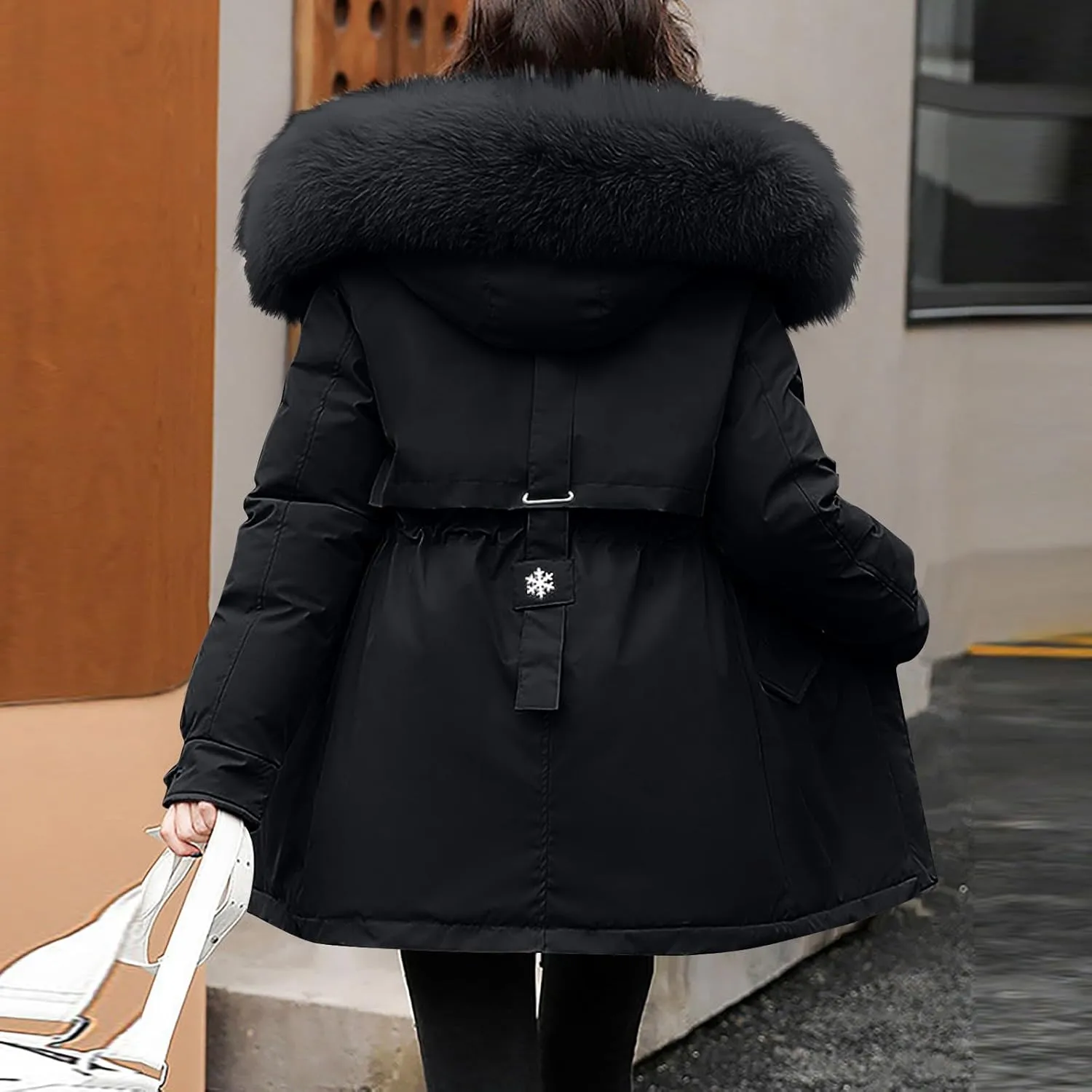 Womens Down Jacket Plus Size Women's Hooded Down Parka Thickened Warm Winter Long Down Jacket Puffer Coat 2024
