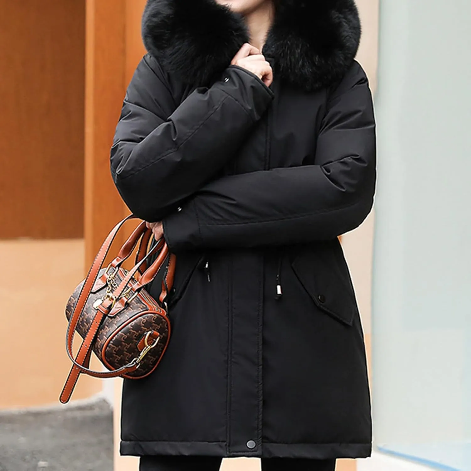 Womens Down Jacket Plus Size Women's Hooded Down Parka Thickened Warm Winter Long Down Jacket Puffer Coat 2024