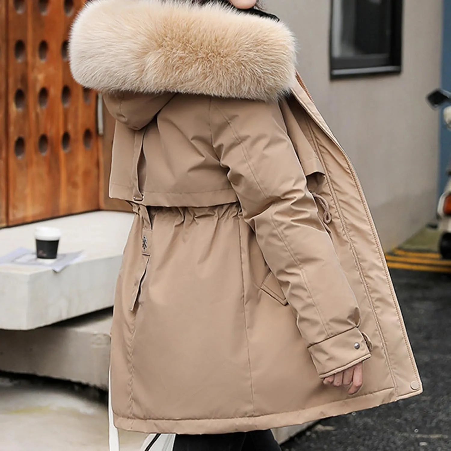 Womens Down Jacket Plus Size Women's Hooded Down Parka Thickened Warm Winter Long Down Jacket Puffer Coat 2024