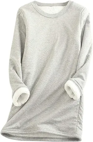 Womens Fleece Lined Pullover Sweatshirt Warm Soft Sweater Tops Sherpa Cozy Sweatshirts Shirt Winter Clothes 2024
