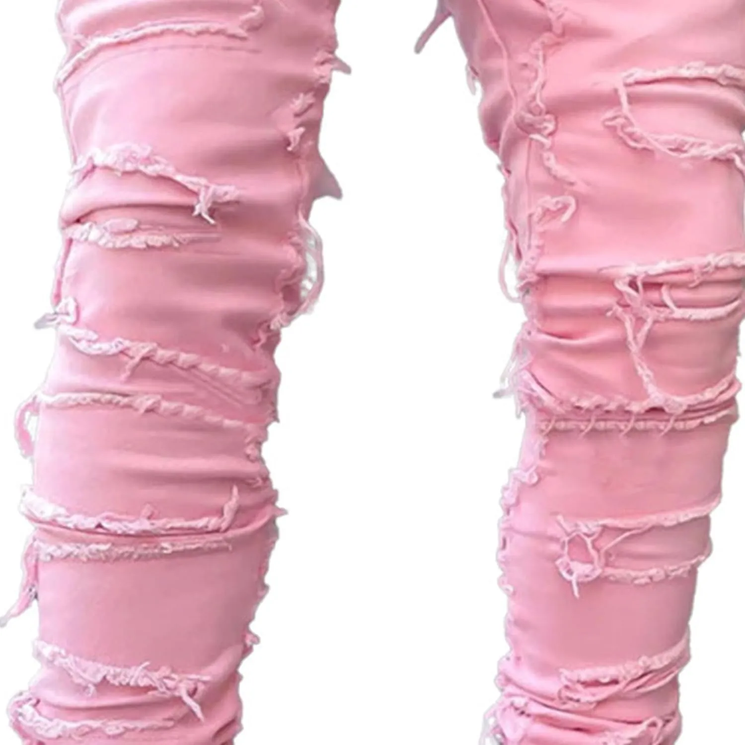 Women's High Rise Raw Edge Straight Pants Fringed Patch Micro-Flare Jeans Y2K Classic Fashion Street Trousers