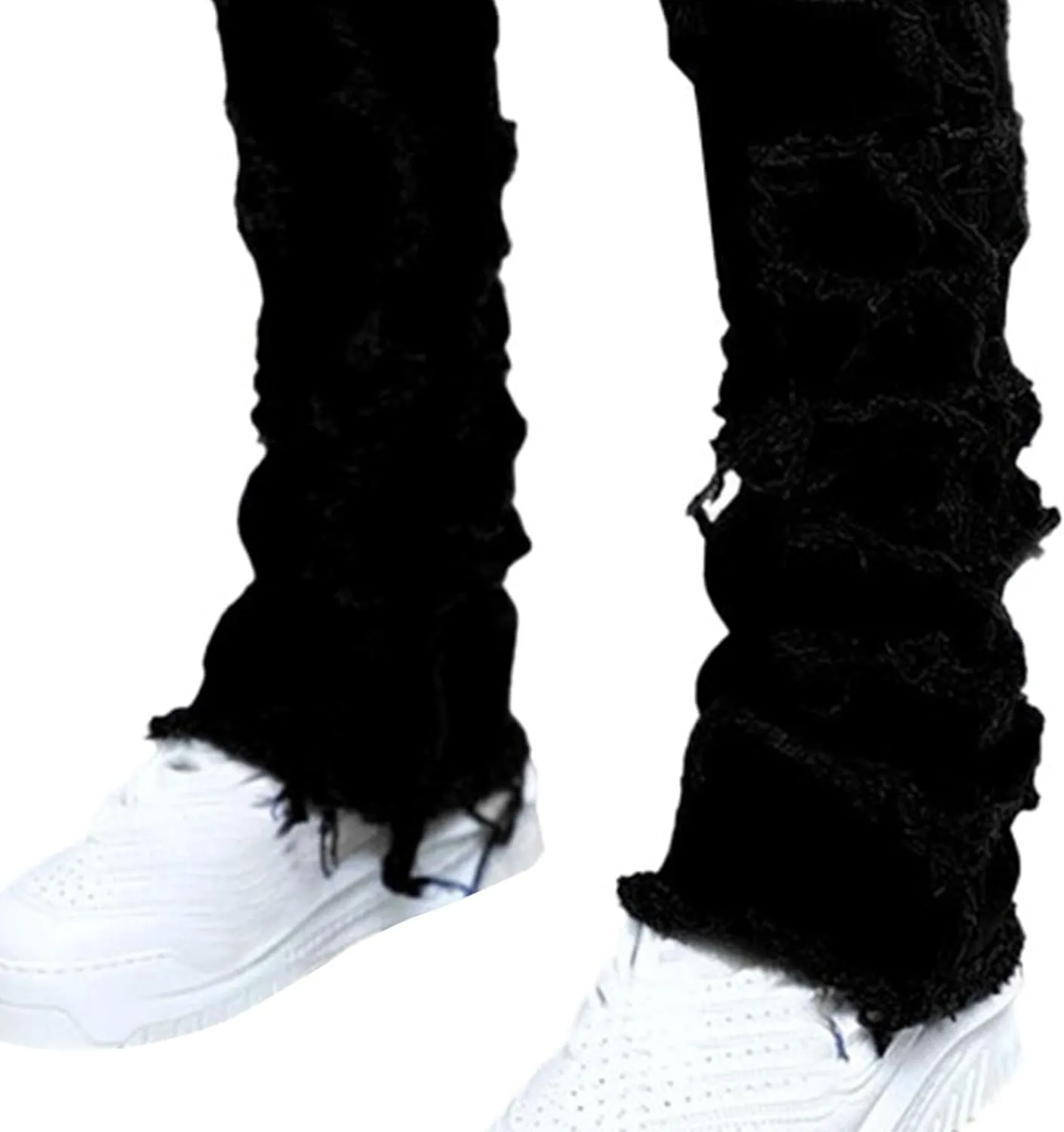 Women's High Rise Raw Edge Straight Pants Fringed Patch Micro-Flare Jeans Y2K Classic Fashion Street Trousers