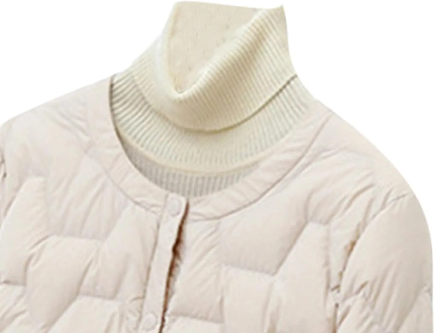 Women's Lightweight Down Jacket Mide-Length Puffer Coat with Pockets Quilted Long Sleeve Button Down Outerwear