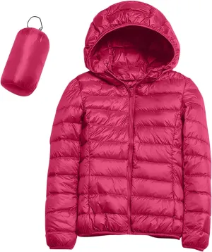 Women's Lightweight Jackets Zipper Hooded Packable Short Down Jackets Winter Quilted Puffer Outwear with Pockets