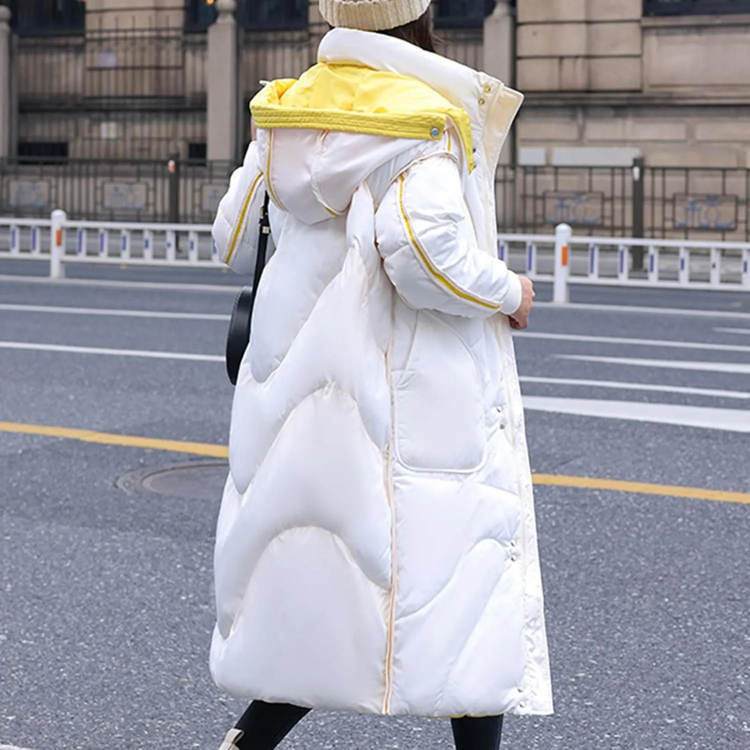 Womens Long Puffer Jackets Reversible Down Coats Reversible Winter Coats with Hood Padded Outerwear Warm Fashion Parkas