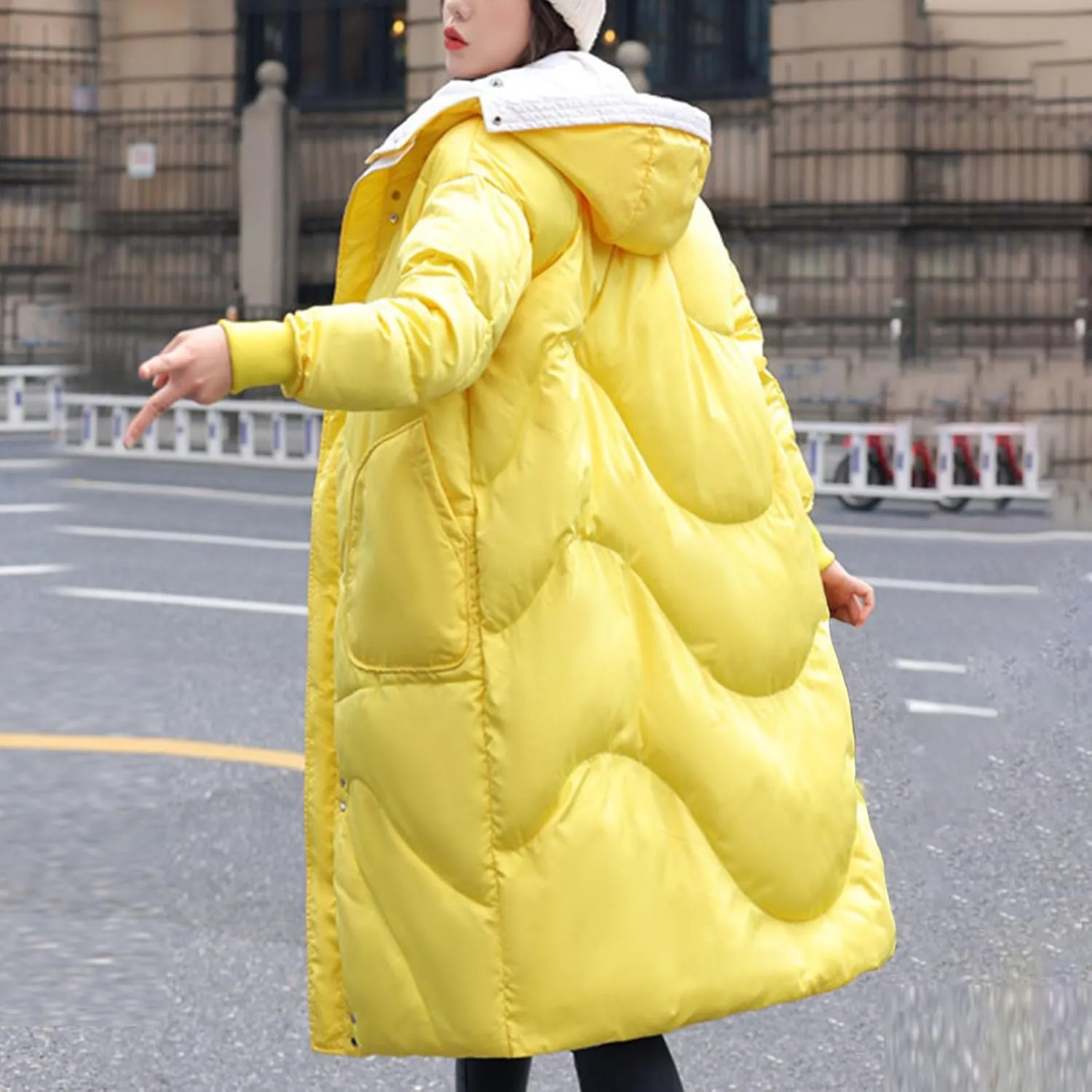 Womens Long Puffer Jackets Reversible Down Coats Reversible Winter Coats with Hood Padded Outerwear Warm Fashion Parkas