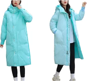 Womens Long Puffer Jackets Reversible Down Coats Reversible Winter Coats with Hood Padded Outerwear Warm Fashion Parkas