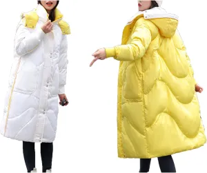 Womens Long Puffer Jackets Reversible Down Coats Reversible Winter Coats with Hood Padded Outerwear Warm Fashion Parkas