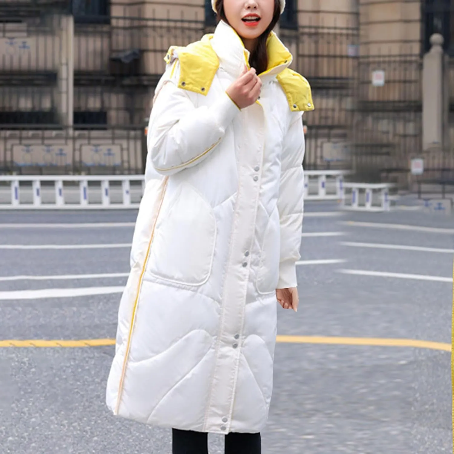 Womens Long Puffer Jackets Reversible Down Coats Reversible Winter Coats with Hood Padded Outerwear Warm Fashion Parkas