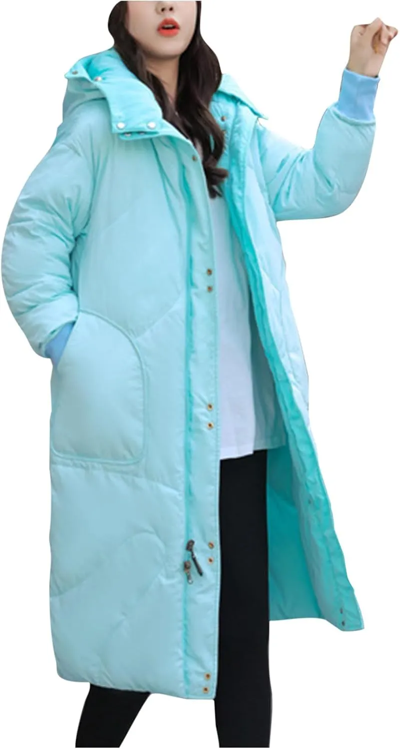 Womens Long Puffer Jackets Reversible Down Coats Reversible Winter Coats with Hood Padded Outerwear Warm Fashion Parkas